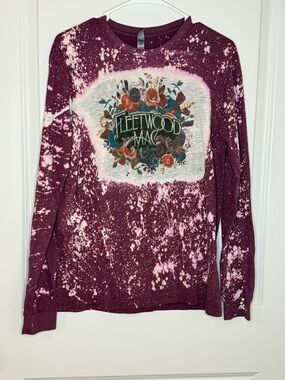 Next Level Apparel Burgundy & Pink Tie-Dye Graphic Long Sleeve Tee